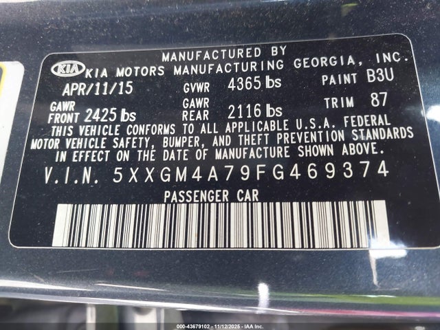 2015 KIA OPTIMA 5XXGM4A79FG469374 Photo 8