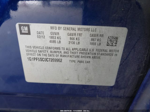 2012 CHEVROLET CRUZE 1G1PF5SC0C7269962 Photo 8