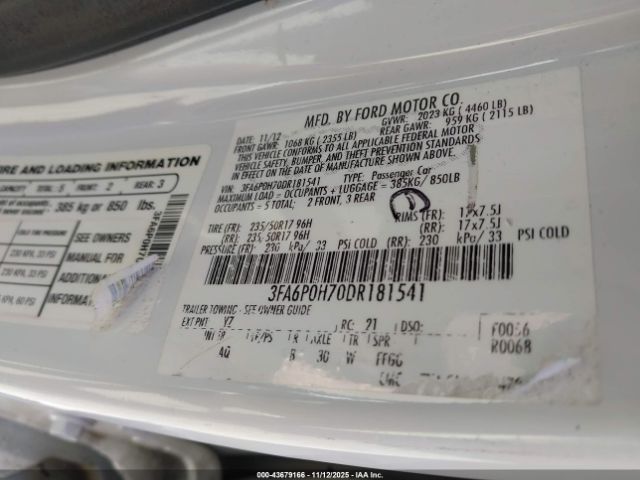 2013 FORD FUSION 3FA6P0H70DR181541 Photo 8