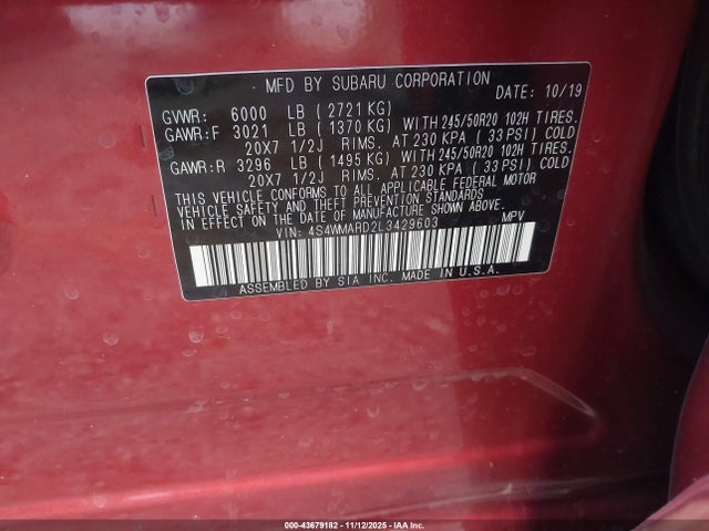 4S4WMARD2L3429603 Subaru Ascent Touring