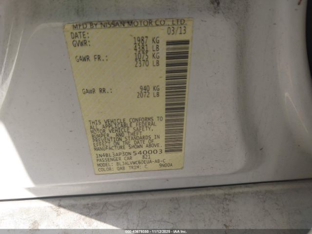 2013 NISSAN ALTIMA 1N4BL3AP3DN540003 Photo 8