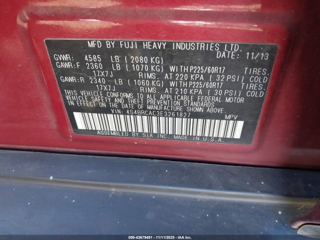 4S4BRCAC3E3261827 Subaru Outback 2.5i