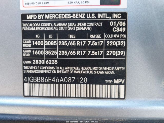 2006 MERCEDES-BENZ ML 350 4JGBB86E46A087128 Photo 8