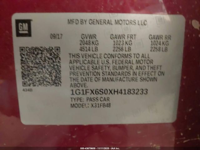 2017 CHEVROLET BOLT EV 1G1FX6S0XH4183233 Photo 8