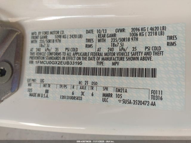 2014 FORD ESCAPE 1FMCU0GX2EUB33195 Photo 8