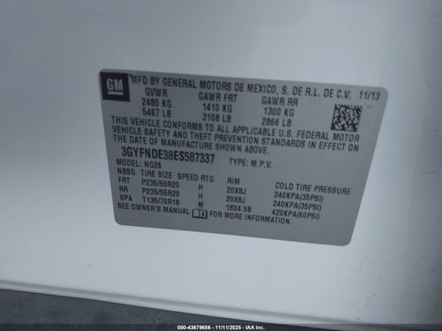 2014 CADILLAC SRX 3GYFNDE38ES587337 Photo 8