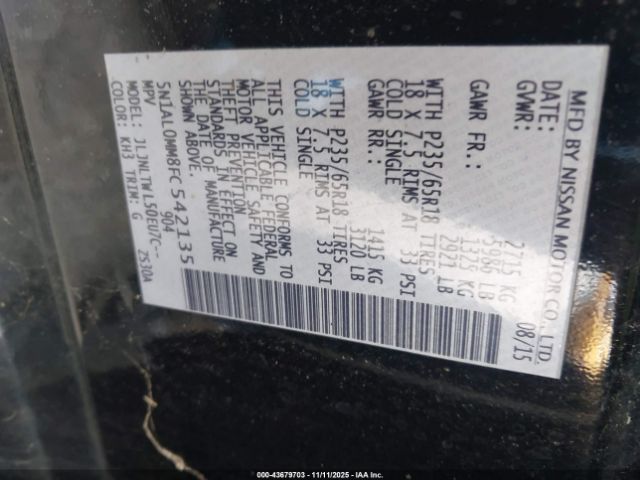 2015 INFINITI QX60 5N1AL0MM8FC542135 Photo 8