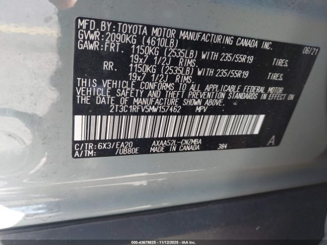 2021 TOYOTA RAV4 2T3C1RFV5MW157462 Photo 8