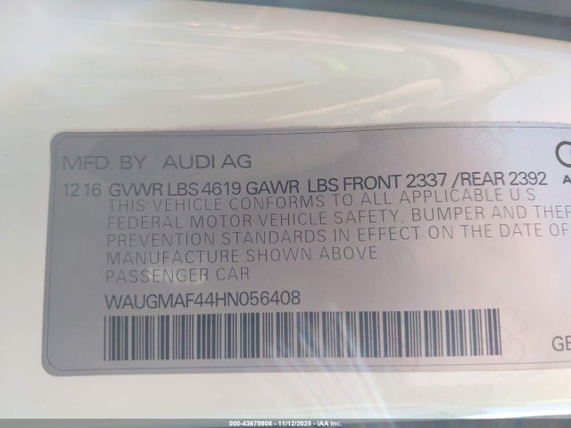 2017 AUDI A4 WAUGMAF44HN056408 Photo 8