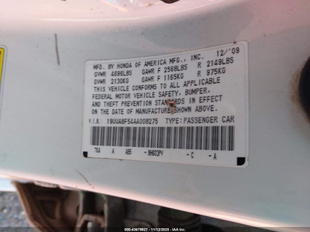 2010 ACURA TL 19UUA8F54AA008275 Photo 8