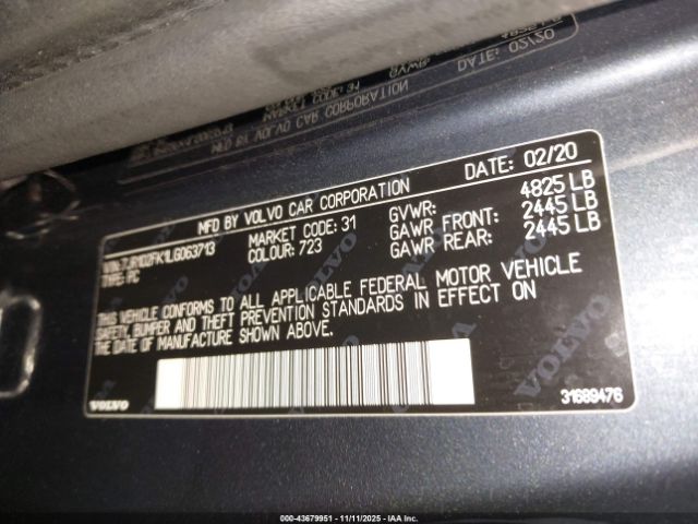 2020 VOLVO S60 7JR102FK1LG063713 Photo 8