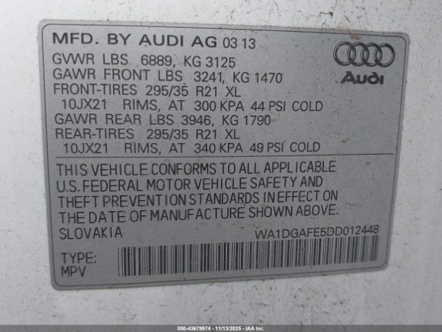 2013 AUDI Q7 WA1DGAFE5DD012448 Photo 8