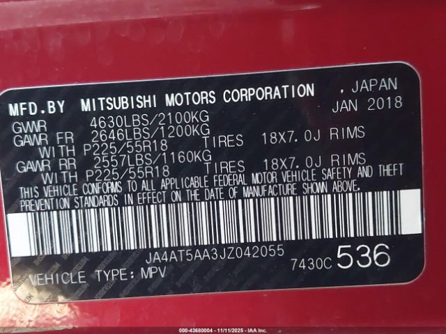 2018 MITSUBISHI ECLIPSE CROSS JA4AT5AA3JZ042055 Photo 8