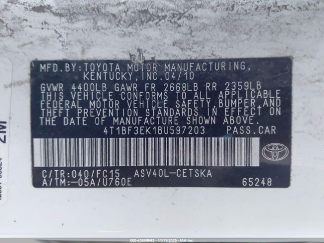 2011 TOYOTA CAMRY 4T1BF3EK1BU597203 Photo 8