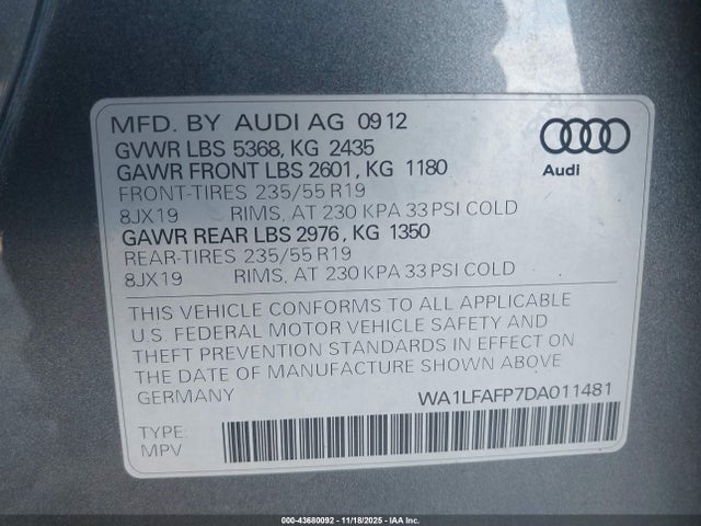2013 AUDI Q5 WA1LFAFP7DA011481 Photo 8