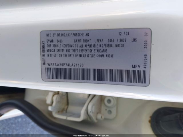 2004 PORSCHE CAYENNE WP1AA29P74LA21170 Photo 8