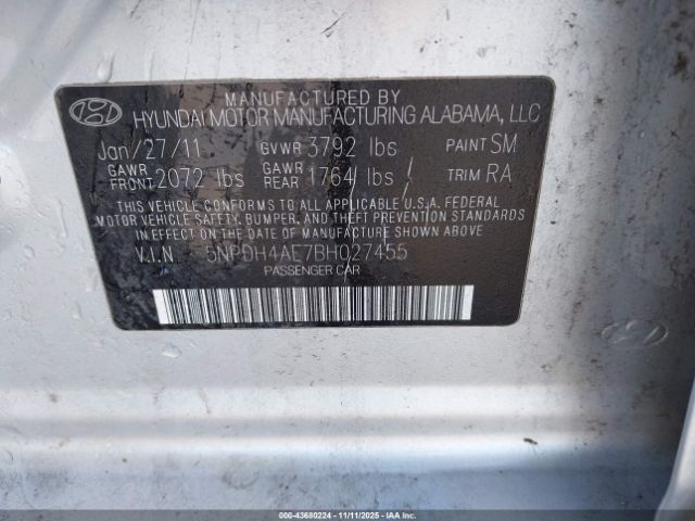 2011 HYUNDAI ELANTRA 5NPDH4AE7BH027455 Photo 8