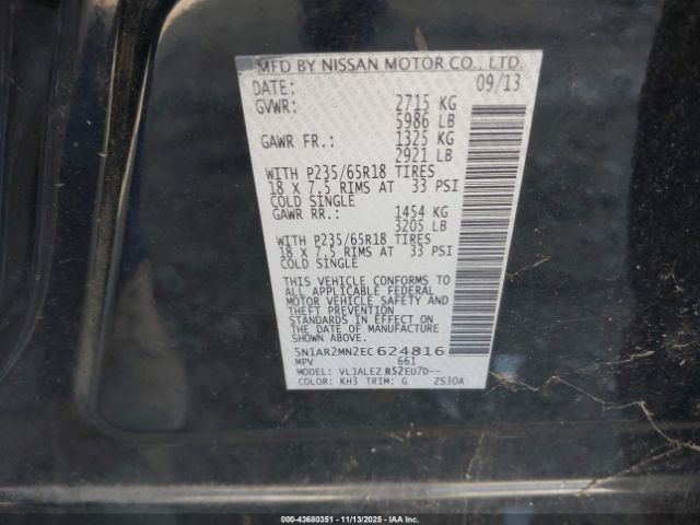 2014 NISSAN PATHFINDER 5N1AR2MN2EC624816 Photo 8