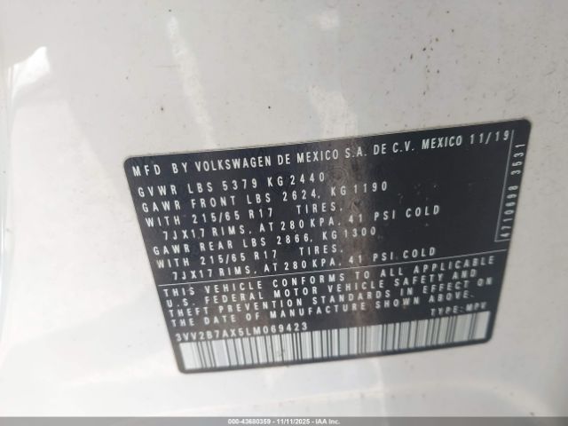2020 VOLKSWAGEN TIGUAN 3VV2B7AX5LM069423 Photo 8
