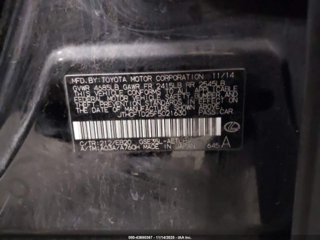 2015 LEXUS IS 250 JTHCF1D25F5021630 Photo 8