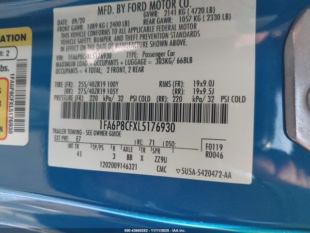 Ford Mustang Gt Premium Fastback 2020 1FA6P8CFXL5176930 Image 9