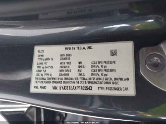 2023 TESLA MODEL 3 5YJ3E1EAXPF405543 Photo 8