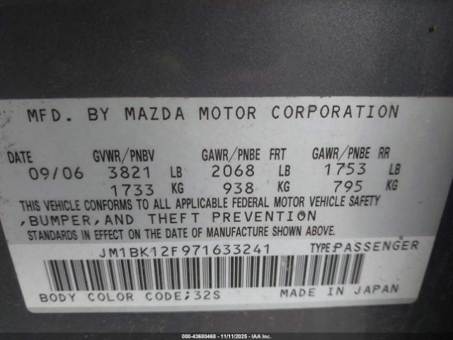 2007 MAZDA MAZDA3 JM1BK12F971633241 Photo 8