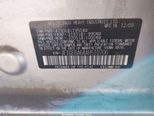 2010 SUBARU IMPREZA JF1GE6A64AH510706 Photo 8