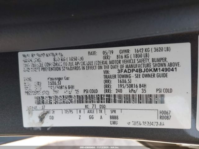 2019 FORD FIESTA 3FADP4BJ0KM149041 Photo 8