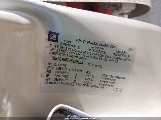2007 GMC YUKON XL 1500 1GKFC16077R429158 Photo 8
