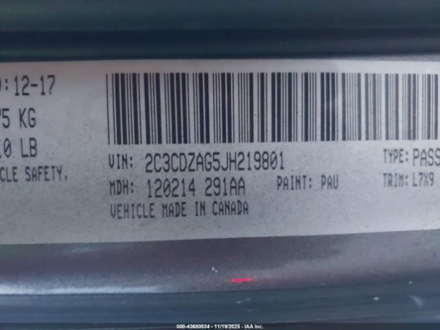 2018 DODGE CHALLENGER 2C3CDZAG5JH219801 Photo 8