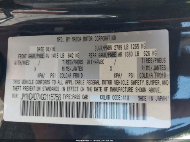 2016 MAZDA MX-5 MIATA JM1NDAD7XG0116758 Photo 8