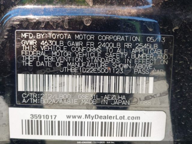 2014 LEXUS IS 350 JTHBE1D22E5001123 Photo 8