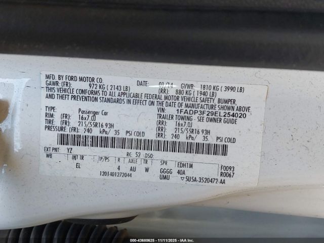 2014 FORD FOCUS 1FADP3F29EL254020 Photo 8