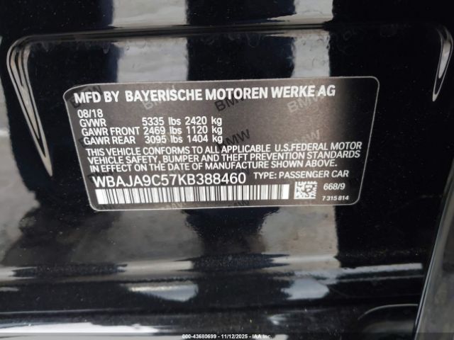 2019 BMW 530E WBAJA9C57KB388460 Photo 8