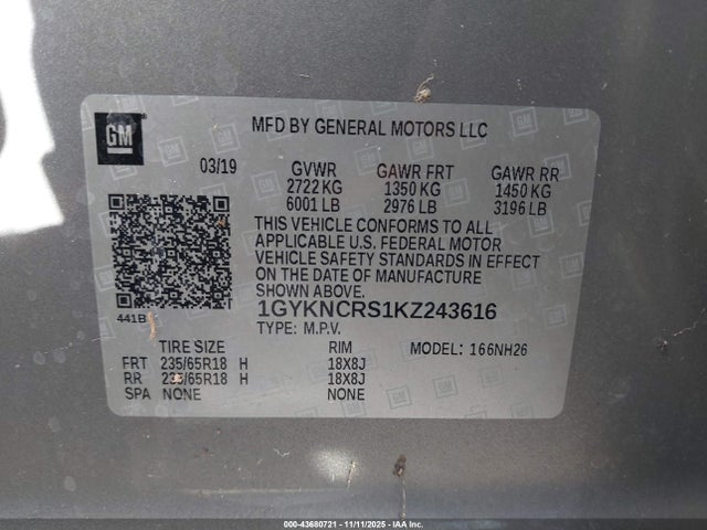 2019 CADILLAC XT5 1GYKNCRS1KZ243616 Photo 8
