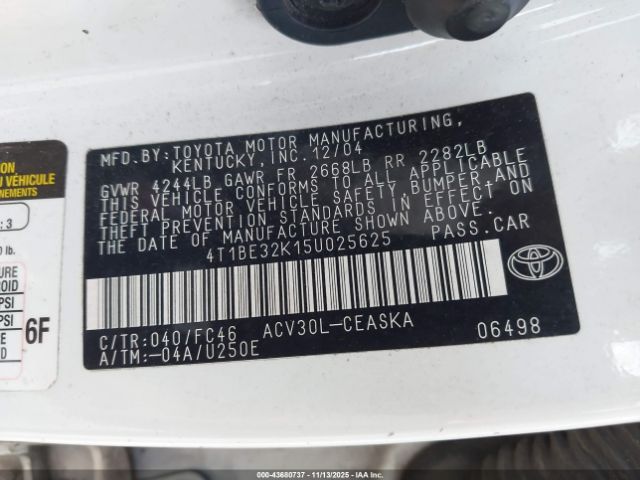 2005 TOYOTA CAMRY 4T1BE32K15U025625 Photo 8