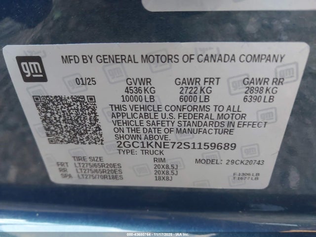 2GC1KNE72S1159689 Chevrolet Silverado 2500hd 4wd Standard Bed Lt