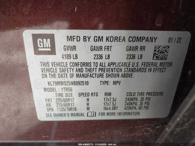 2022 CHEVROLET TRAILBLAZER KL79MMS25NB092510 Photo 8