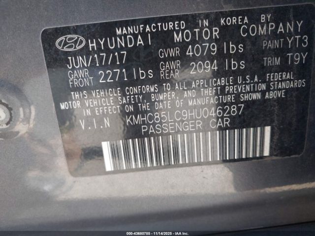 2017 HYUNDAI IONIQ HYBRID KMHC85LC9HU046287 Photo 8