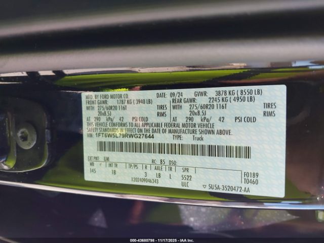 2024 FORD F-150 LIGHTNING 1FT6W5L79RWG27644 Photo 8