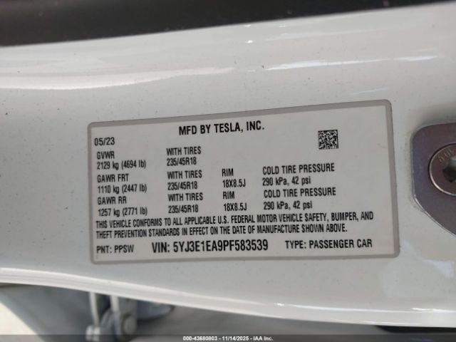 2023 TESLA MODEL 3 5YJ3E1EA9PF583539 Photo 8