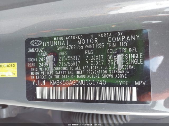 2021 HYUNDAI KONA ELECTRIC KM8K53AG0MU131740 Photo 8