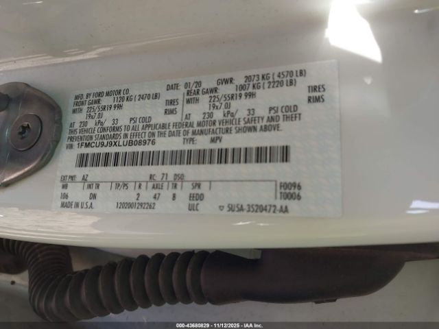 2020 FORD ESCAPE 1FMCU9J9XLUB08976 Photo 8