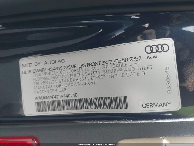 2018 AUDI A4 WAUKMAF47JA140715 Photo 8