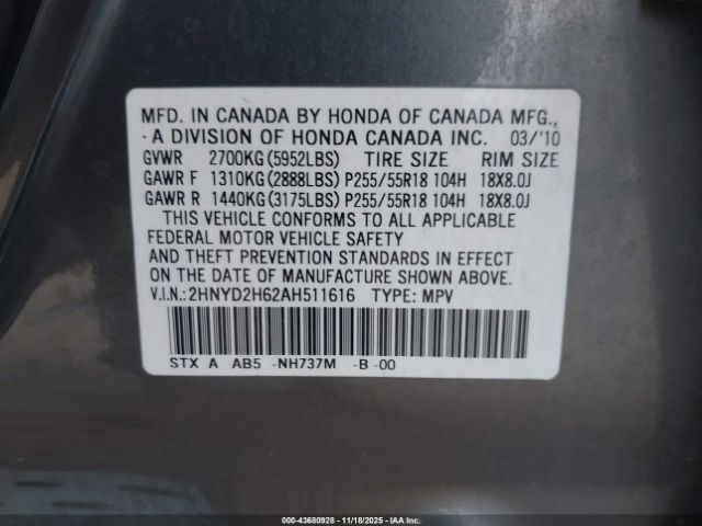 2010 ACURA MDX 2HNYD2H62AH511616 Photo 8