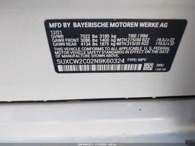 2022 BMW X7 5UXCW2C02N9K60324 Photo 8
