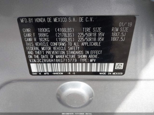 2019 HONDA HR-V 3CZRU6H18KG713779 Photo 8
