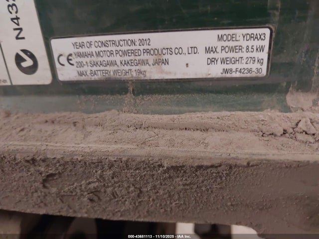 Продажа на аукционе авто 2012 Yamaha Golf Cart, vin: JW8F423630, номер лота: 43681113