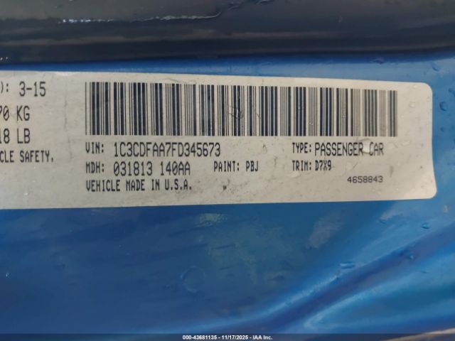 2015 DODGE DART 1C3CDFAA7FD345673 Photo 8